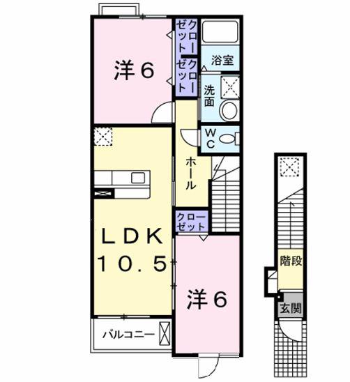 サンリット アヴェニュ-(2LDK/2階)の間取り写真