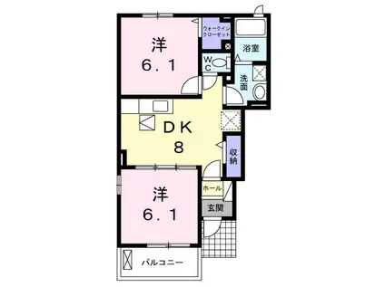 ブリアンベル・ウッドII(2DK/1階)の間取り写真