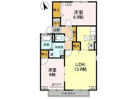 ヴィラ・アネシス E棟(2LDK/1階)の間取り写真