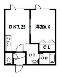 ノースウイング21(1DK/1階)の間取り写真