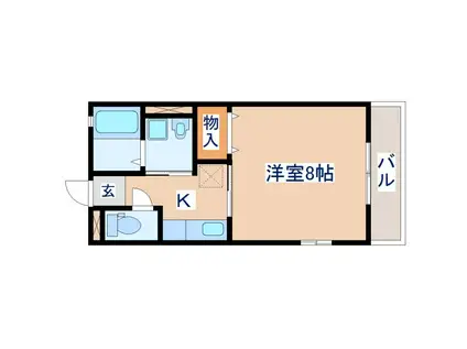 レトアI(1K/1階)の間取り写真