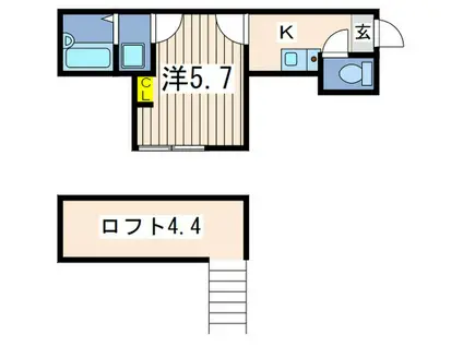 プラムハイツ(1K/1階)の間取り写真