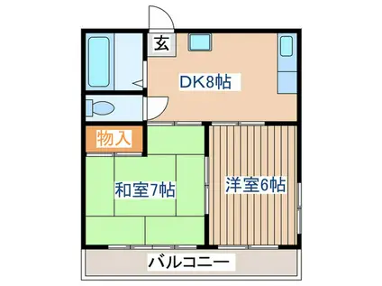 向原コーポI(2DK/2階)の間取り写真