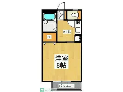 カレッタS(1K/1階)の間取り写真