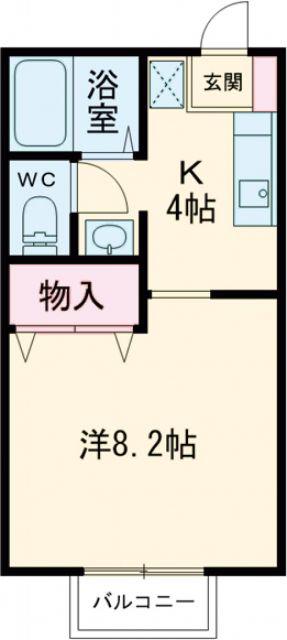 ソレアード遠見塚III(1K/1階)の間取り写真