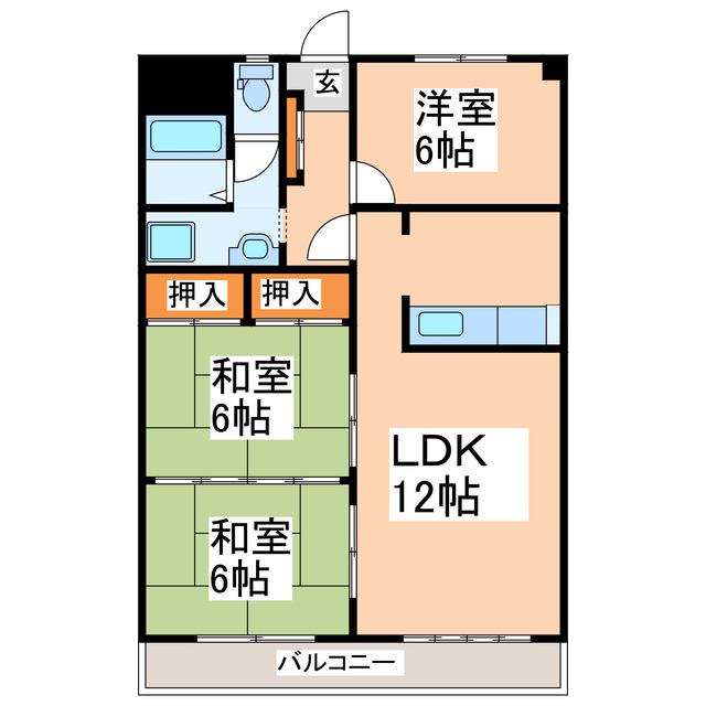 三和ビル(3LDK/3階)の間取り写真