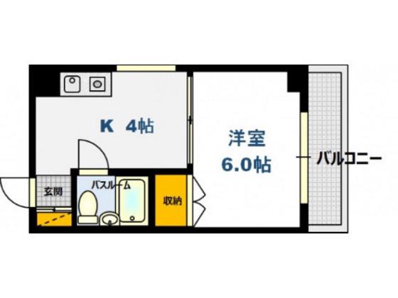 宮正商船ビル(1K/4階)の間取り写真