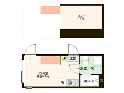 西新井テラス(ワンルーム/2階)の間取り写真