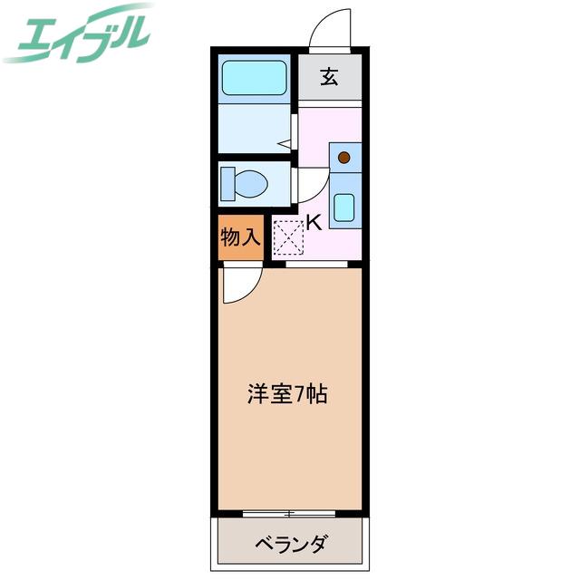 リバーパーク A棟(1K/1階)の間取り写真