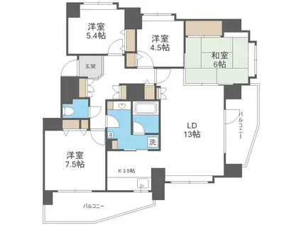 ライオンズヒルズ平岸壱番館(4LDK/1階)の間取り写真