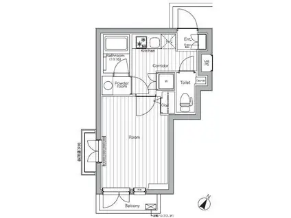 PREMIUMCUBE都立大学MO(1K/1階)の間取り写真