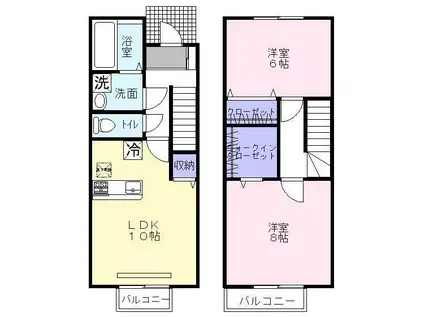 セジュールグランモアB(2LDK/1階)の間取り写真