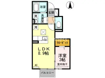 シャルマン(1LDK/1階)の間取り写真
