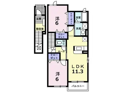 シャトール・タカI(2LDK/2階)の間取り写真