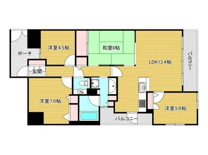 アーデンタワー新町(4LDK/11階)の間取り写真