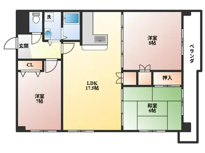アビタシオンII(3LDK/2階)の間取り写真