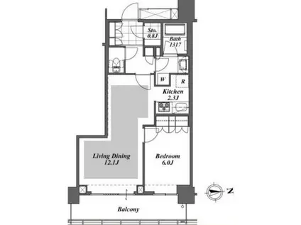 BRILLIA IST TOWER 勝どき(1LDK/19階)の間取り写真