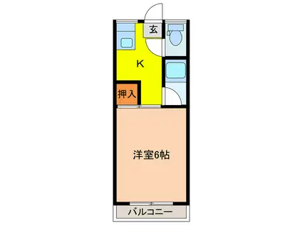 フィリア西宇部南参番館(1K/2階)の間取り写真