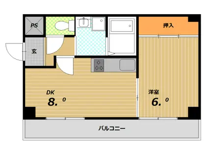 ベージュ野田(1LDK/3階)の間取り写真
