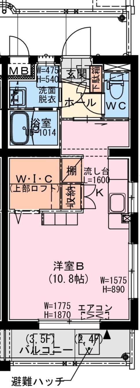 ソレアード権現(ワンルーム/4階)の間取り写真
