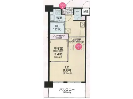 CLUB ORIENT BLD 82 EMPRESS(1LDK/8階)の間取り写真