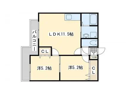 ジョイフルパームライフ(2LDK/2階)の間取り写真