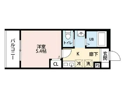 MELDIA新百合ヶ丘(1K/2階)の間取り写真
