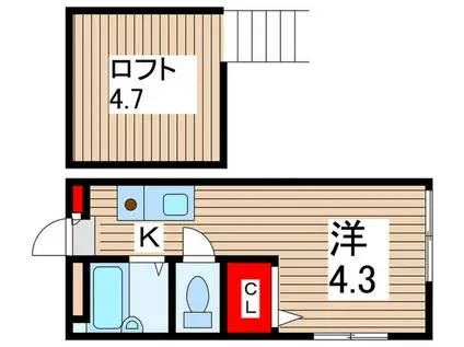 イーストフラット国立(1K/1階)の間取り写真