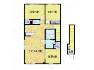クレイトンハウス余市II(3LDK/2階)の間取り写真