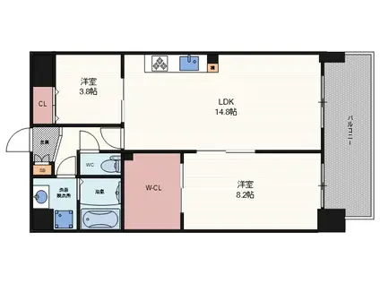 ALIVIS野田阪神(2LDK/3階)の間取り写真