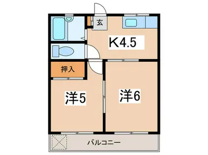 秋山ハイツ(2K/3階)の間取り写真