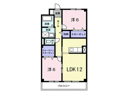 ソレアードII(2LDK/3階)の間取り写真