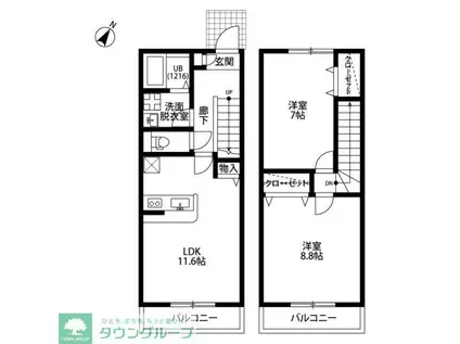 アムール鈴木(2LDK/1階)の間取り写真