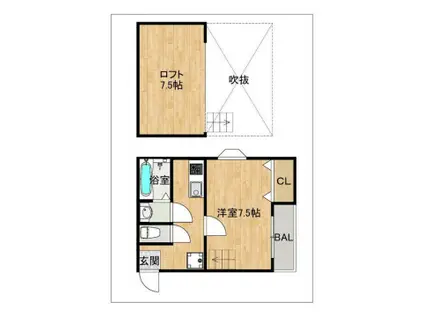 MAX2005(1K/2階)の間取り写真