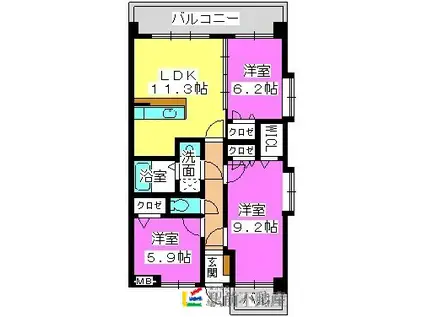 クレールM(3LDK/2階)の間取り写真