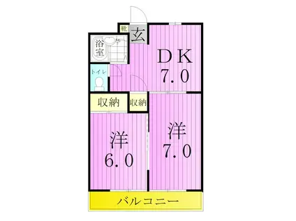 シャトル金町(2DK/3階)の間取り写真