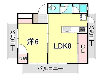 マンション冨士(1LDK/3階)の間取り写真
