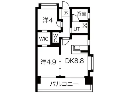 ヒルクレスト大橋グランデⅡ(2DK/7階)の間取り写真