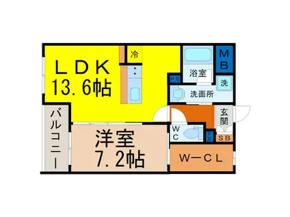 BRIGHT SQUARE(1LDK/1階)の間取り写真