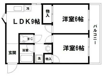 エクセルハイム川富(2LDK/5階)の間取り写真