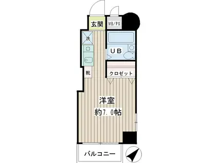 エクセレンス岸谷(ワンルーム/5階)の間取り写真