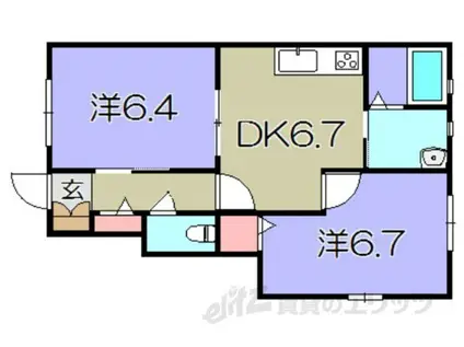 ひだまり(2DK/1階)の間取り写真