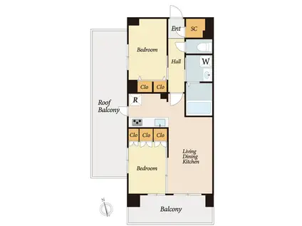 センチュリー八王子ルミエール(2LDK/2階)の間取り写真