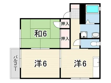 グリーンメドゥ(2DK/2階)の間取り写真