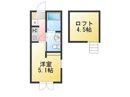 ハーミットクラブハウス菊名B棟(1K/2階)の間取り写真