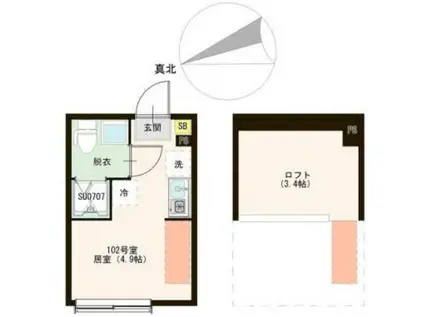 URBAN TERRACE ときわ台(ワンルーム/1階)の間取り写真