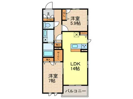 LE CIEL SHUKUGAWA(2LDK/3階)の間取り写真