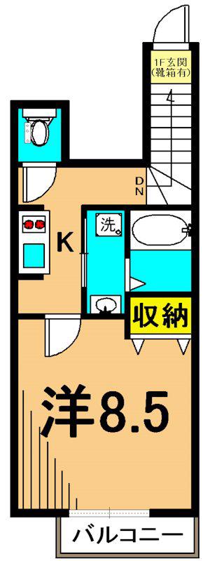 ALLURE仲六郷(1K/2階)の間取り写真