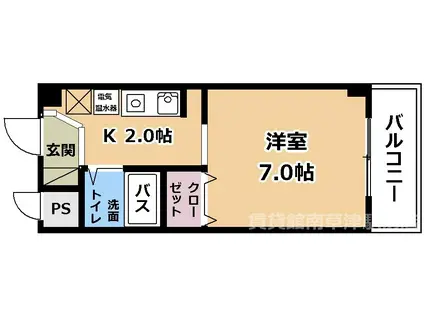 エランビタール(1K/4階)の間取り写真