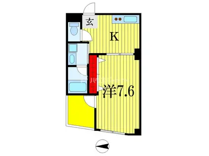 べんてん千葉(1DK/2階)の間取り写真